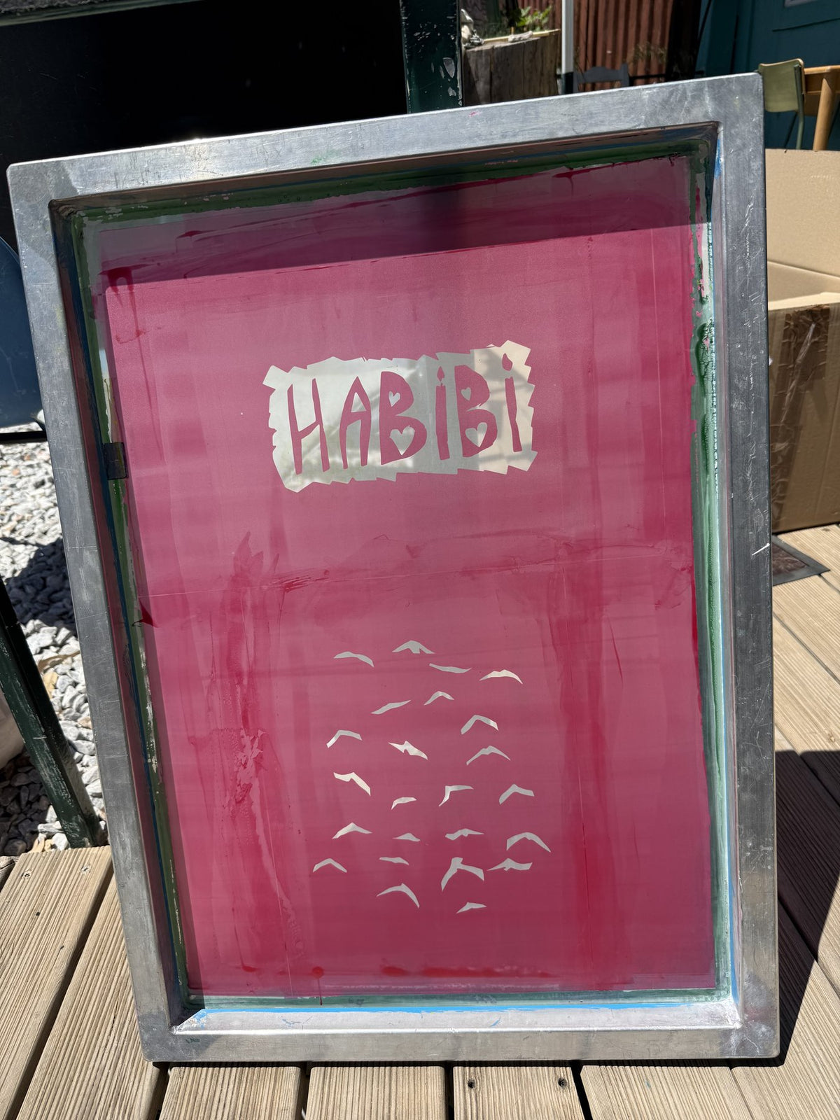 A prepared 'Habibi' printing screen